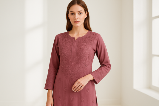 Lucknow's Boutique Pure Hand Made Embroidery Chikan Kurti