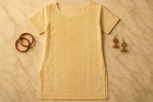 Lucknow Chikan Pure Hand Made Embroidered Kurti
